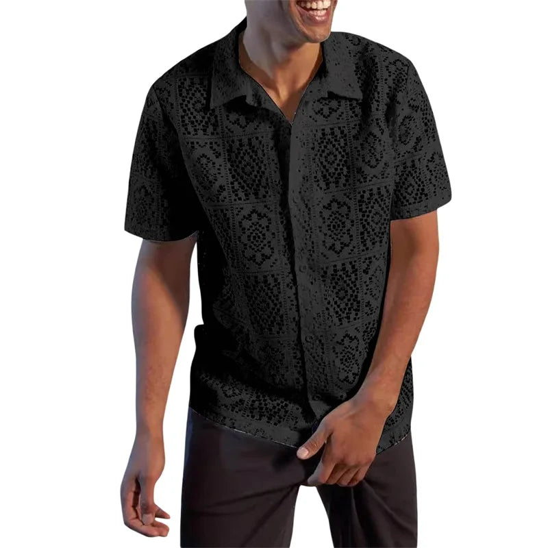 Lace Hollow Button-Down