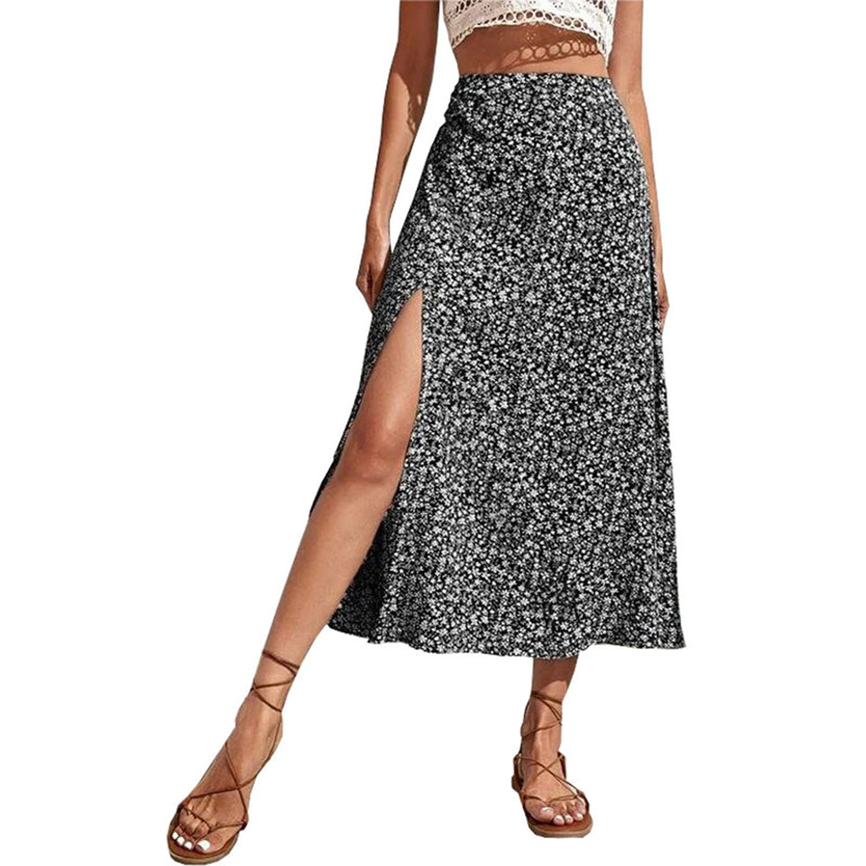 Floral A-Line Midi Skirt