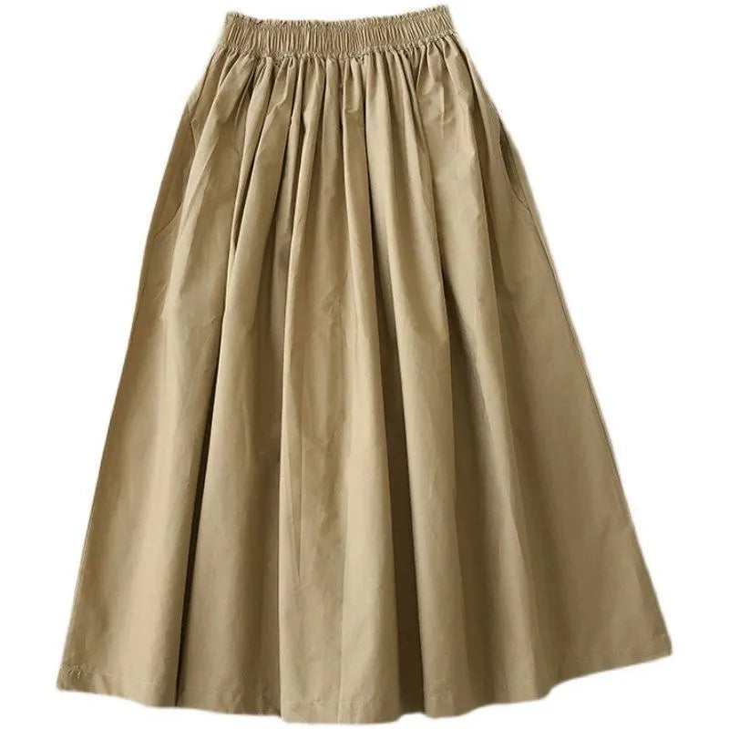 Korean Pleated Midi Skirt