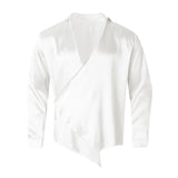 Satin Wrap V-Neck Shirt