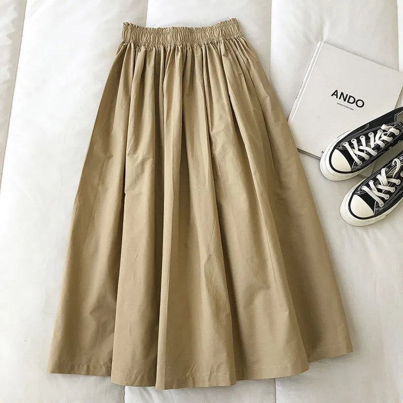 Korean Pleated Midi Skirt