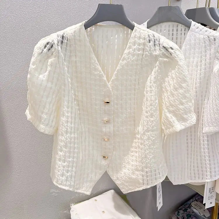 Slim Checked V-Neck Shirt