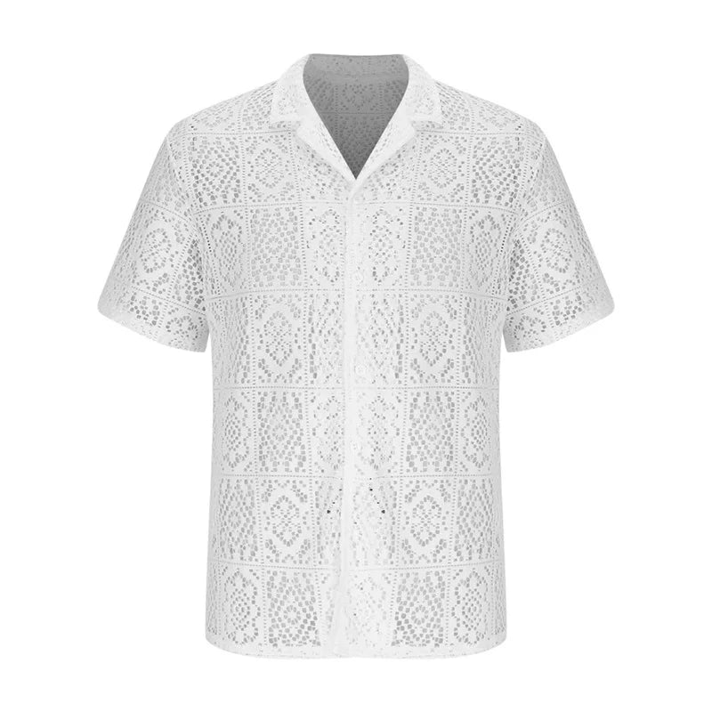 Lace Hollow Button-Down