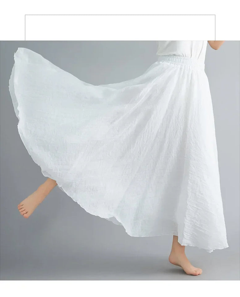 Cotton Linen Maxi Skirt