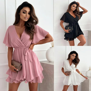 Chiffon Ruffle Mini Dress