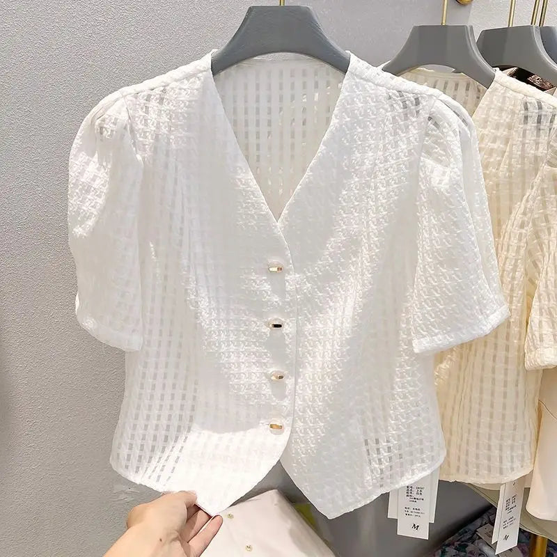 Slim Checked V-Neck Shirt