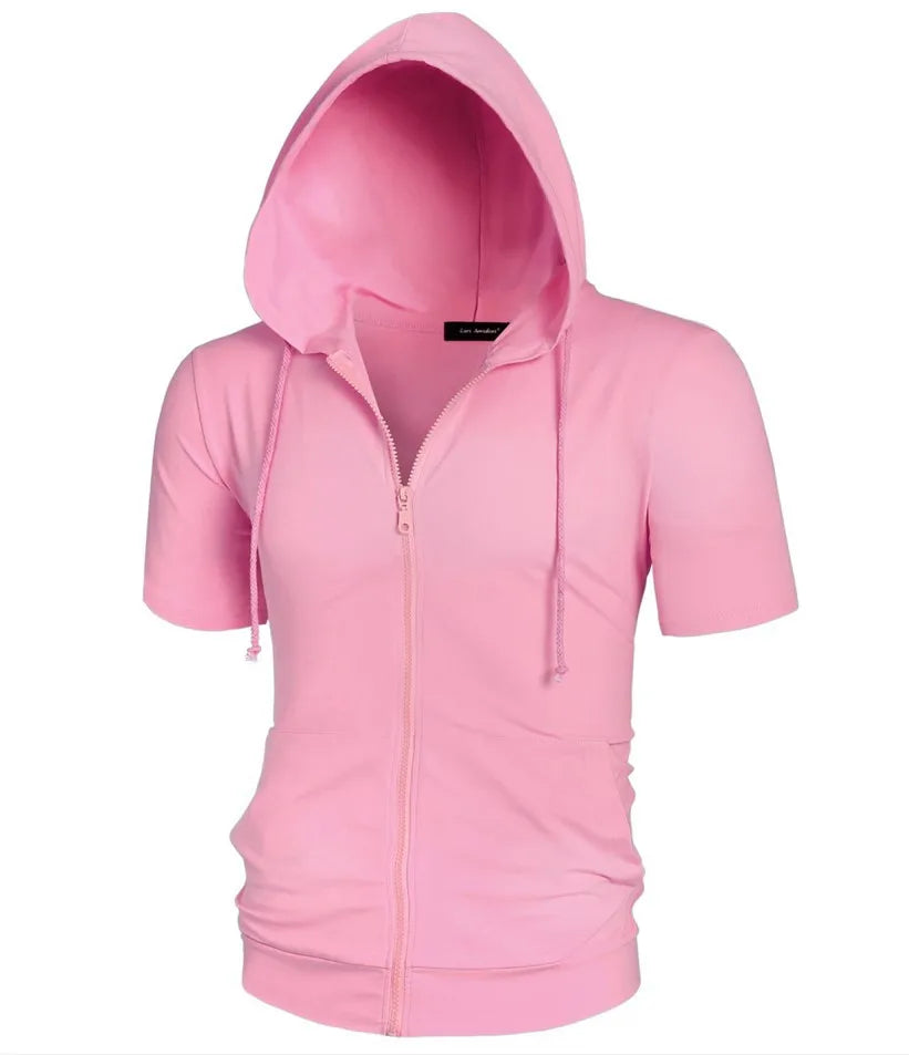 Slim Zip Short-Sleeve Hoodie