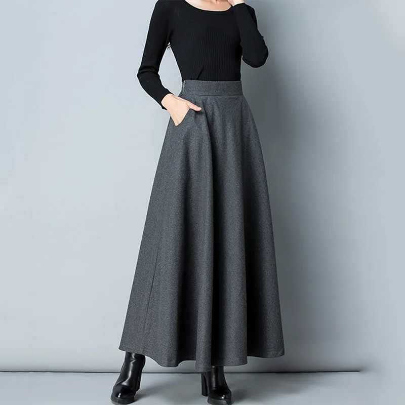 Elegant Wool A-Line Skirt